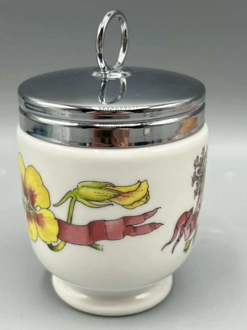Royal Worcester Porcelain Egg Coddler Herb Jar Thyme Nasturtium Design 4